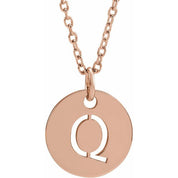 14K Rose Initial Q 16-18" Necklace