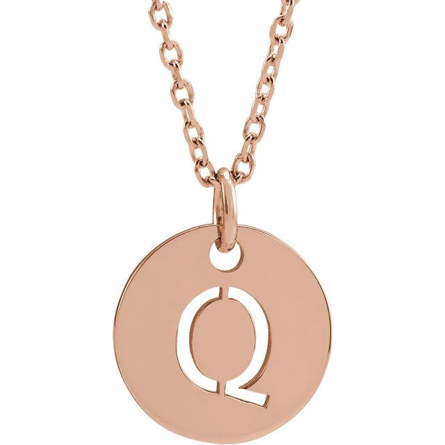 14K Rose Initial Q 16-18" Necklace