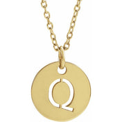 14K Yellow Gold Initial Necklace with 16-18" Adjustable Chain