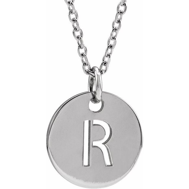 14K White Initial R 16-18" Necklace