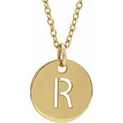 14K Yellow Gold Initial Necklace with 16-18" Adjustable Chain