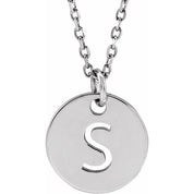 14K White Initial S 16-18" Necklace