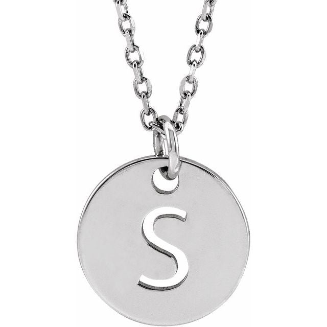 14K White Initial S 16-18" Necklace