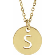 14K Yellow Gold Initial Necklace with 16-18" Adjustable Chain