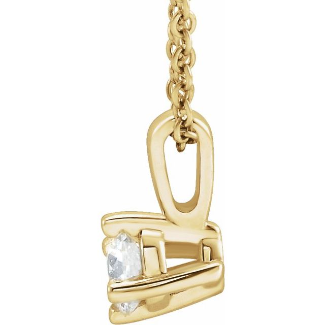 14K Yellow 5 mm Natural White Sapphire Solitaire 16-18" Necklace
