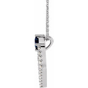 Sterling Silver Natural Blue Sapphire & 3/8 CTW Natural Diamond 16-18" Necklace
