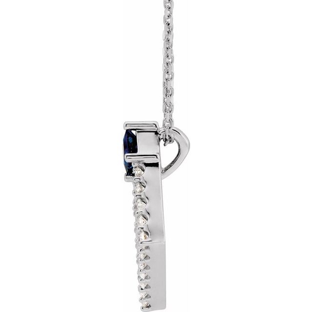 Sterling Silver Natural Blue Sapphire & 3/8 CTW Natural Diamond 16-18" Necklace