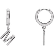 Platinum Initial M Hinged Huggie Earring