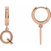 14K Gold Initial Dangle Hinged Huggie Earrings
