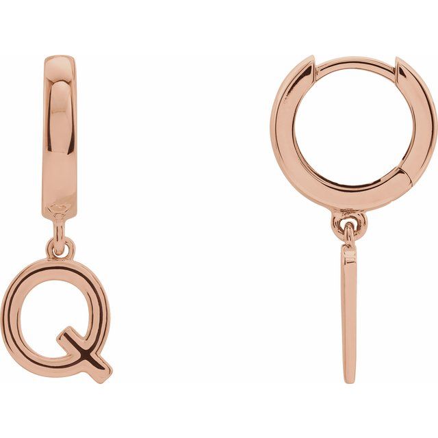 14K Gold Initial Dangle Hinged Huggie Earrings