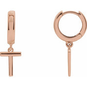 14K Gold Initial Dangle Hinged Huggie Earrings