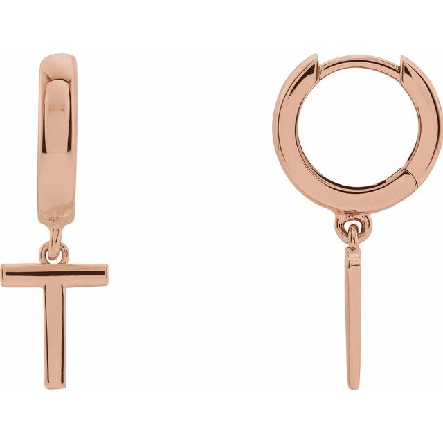 14K Gold Initial Dangle Hinged Huggie Earrings
