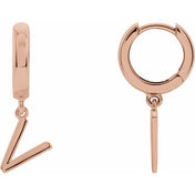 14K Gold Initial Dangle Hinged Huggie Earrings