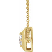 14K Yellow Natural White Sapphire Geometric 16-18" Necklace