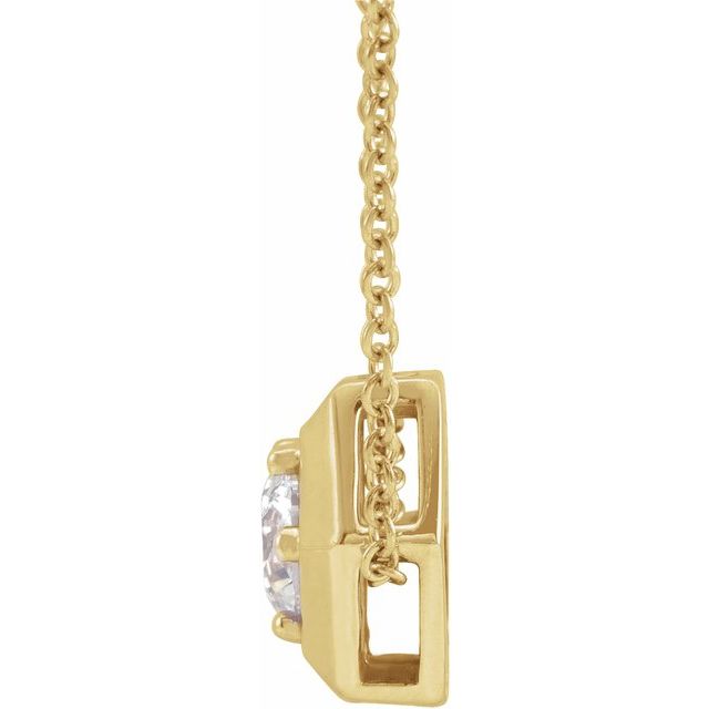 14K Yellow Natural White Sapphire Geometric 16-18" Necklace