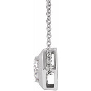 14K White Natural White Sapphire Geometric 16-18" Necklace