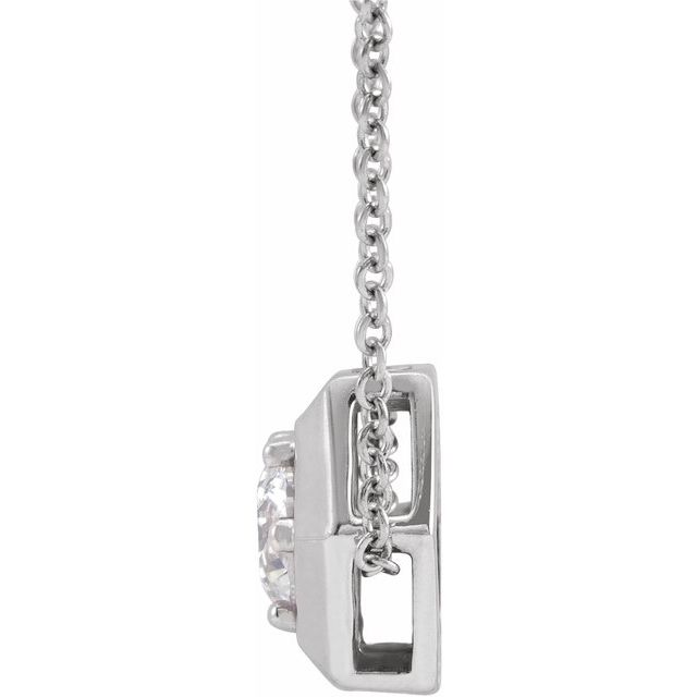 14K White Natural White Sapphire Geometric 16-18" Necklace