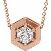 14K Rose 1/2 CT Lab-Grown Diamond Geometric 16-18" Necklace