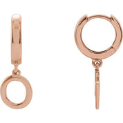 14K Gold Initial Dangle Hinged Huggie Earrings