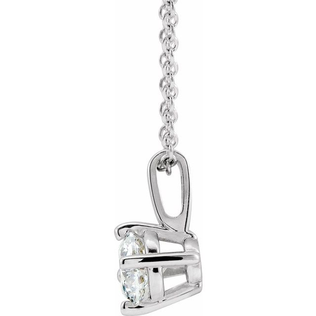 14K White 4 mm Natural White Sapphire Solitaire 16-18" Necklace