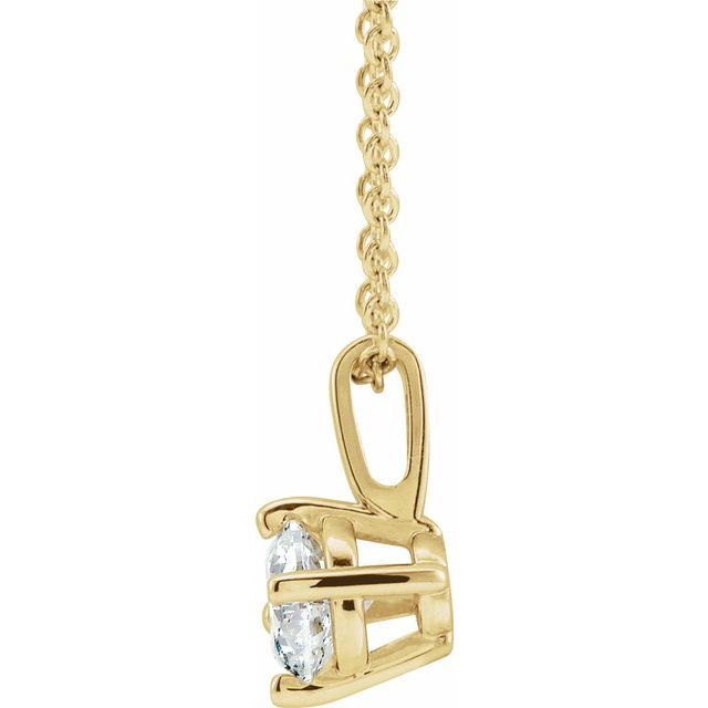 14K Yellow 4 mm Natural White Sapphire Solitaire 16-18" Necklace