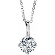 Sterling Silver 5 mm Natural White Sapphire Solitaire 16-18" Necklace