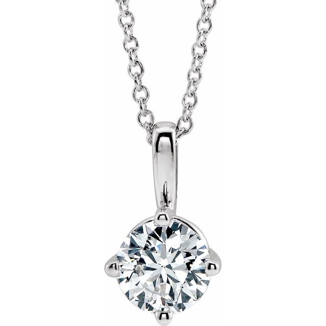 Platinum 5 mm Natural White Sapphire Solitaire 16-18" Necklace