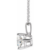 Sterling Silver 5 mm Natural White Sapphire Solitaire 16-18" Necklace