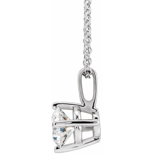 Sterling Silver 5 mm Natural White Sapphire Solitaire 16-18" Necklace