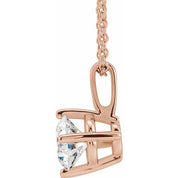14K Rose 6 mm Natural White Sapphire Solitaire 16-18" Necklace