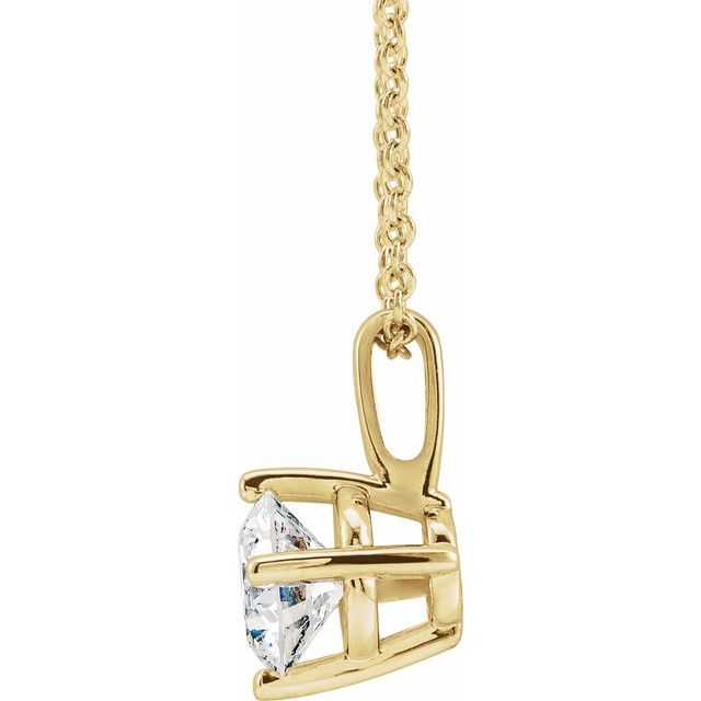 14K Yellow 6 mm Natural White Sapphire Solitaire 16-18" Necklace
