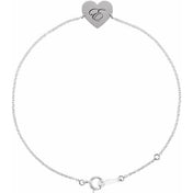 14K White Engravable Heart 7-8" Bracelet