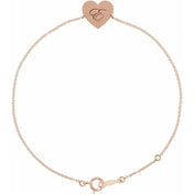 14K Rose Engravable Heart 7-8" Bracelet