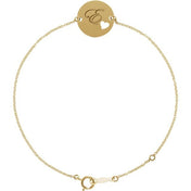 14K Yellow Engravable Pierced Heart Disc 7-8" Bracelet