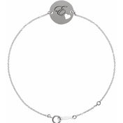 14K White Engravable Pierced Heart Disc 7-8" Bracelet