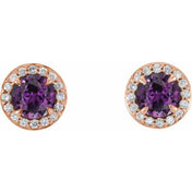 14K Rose 5 mm Lab-Grown Alexandrite & 1/8 CTW Natural Diamond Earrings