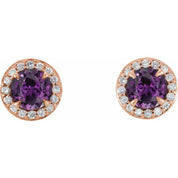 14K Rose 5 mm Lab-Grown Alexandrite & 1/8 CTW Natural Diamond Earrings