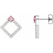 Sterling Silver Natural White Sapphire & 1/3 CTW Natural Diamond Earrings