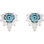Sterling Silver Natural Aquamarine & 1/6 CTW Natural Diamond Earrings