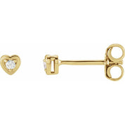 14K Yellow .03 CTW Natural Diamond Youth Heart Earrings