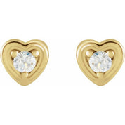 14K Yellow .03 CTW Natural Diamond Youth Heart Earrings