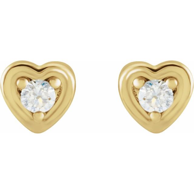 14K Yellow .03 CTW Natural Diamond Youth Heart Earrings