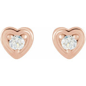 14K Rose .03 CTW Natural Diamond Youth Heart Earrings