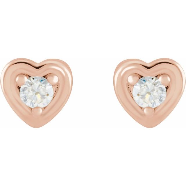 14K Rose .03 CTW Natural Diamond Youth Heart Earrings