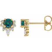 14K Yellow Lab-Grown Alexandrite & 1/6 CTW Natural Diamond Earrings