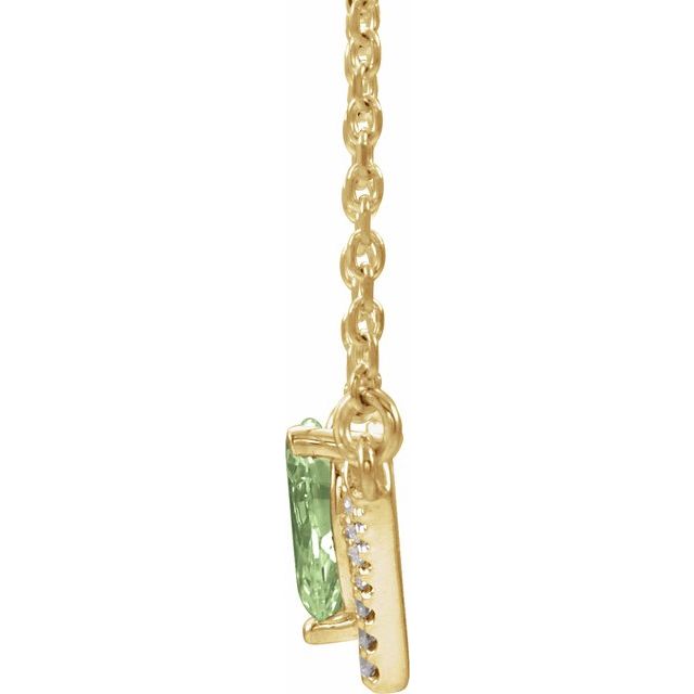 14K Yellow Natural Peridot & .06 CTW Natural Diamond 16" Necklace