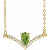 14K Yellow Natural Peridot & .06 CTW Natural Diamond 18" Necklace
