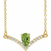 14K Yellow Natural Peridot & .06 CTW Natural Diamond 18" Necklace
