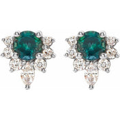 14K White Lab-Grown Alexandrite & 1/6 CTW Natural Diamond Earrings