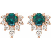 14K Rose Lab-Grown Alexandrite & 1/6 CTW Natural Diamond Earrings